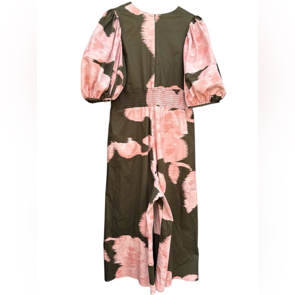 Anthropologie Hutch Green Pink Wide Leg Jumpsuit Size 1X Plunging V-Neck - Picture 4 of 15